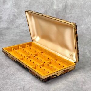 Vintage Mele Jewelry Box Abstract Tortoise Shell Print Gold Tone Travel Case